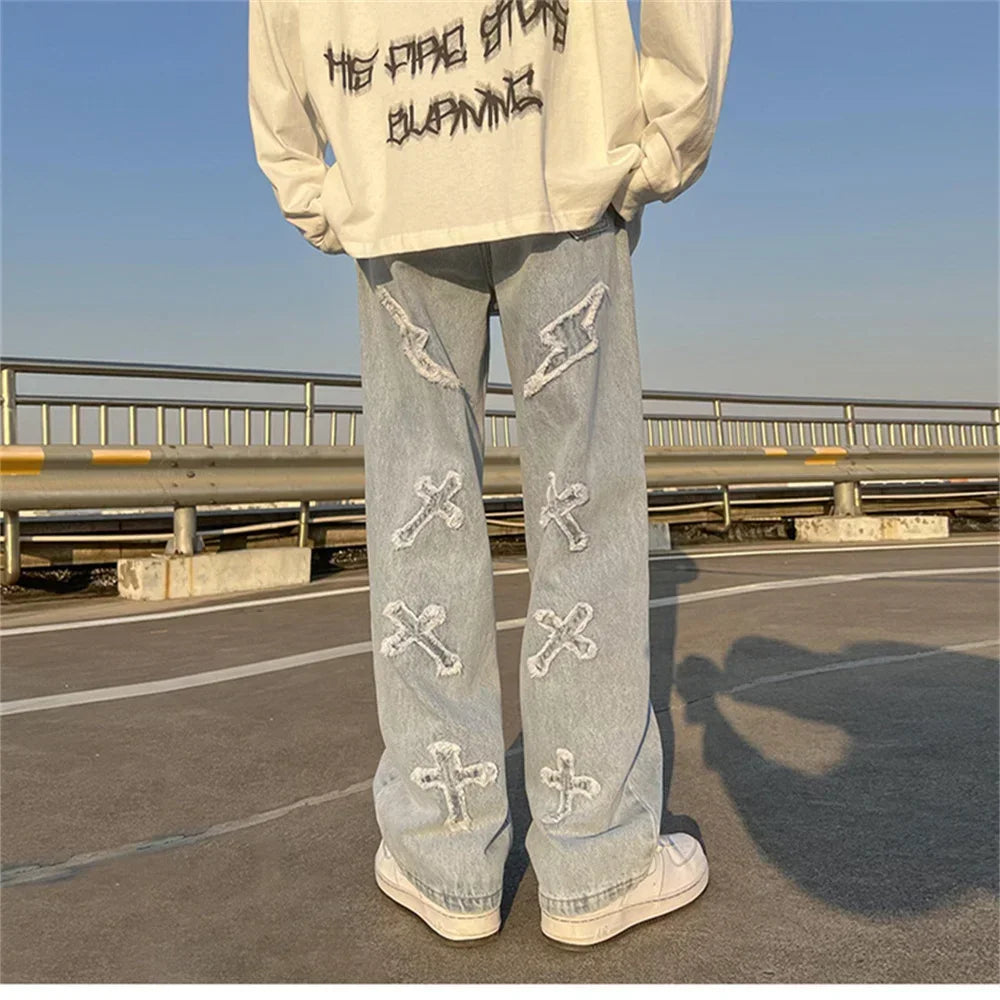 High Street Loose Casual Pants Men's Jeans Denim For women Men Same Paragraph Y2k baggy pants baggy jeans cargo pants men