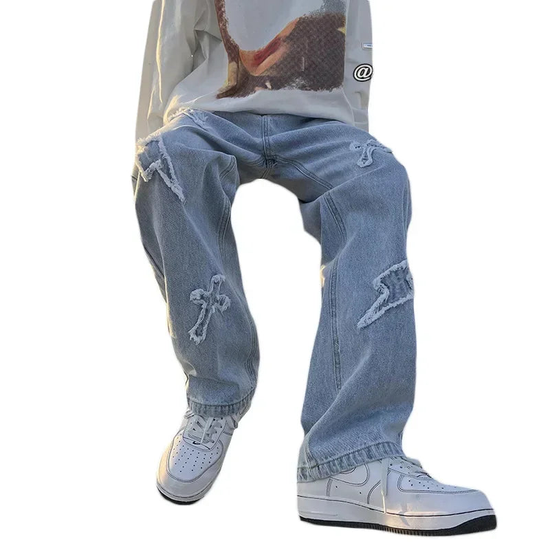 High Street Loose Casual Pants Men's Jeans Denim For women Men Same Paragraph Y2k baggy pants baggy jeans cargo pants men