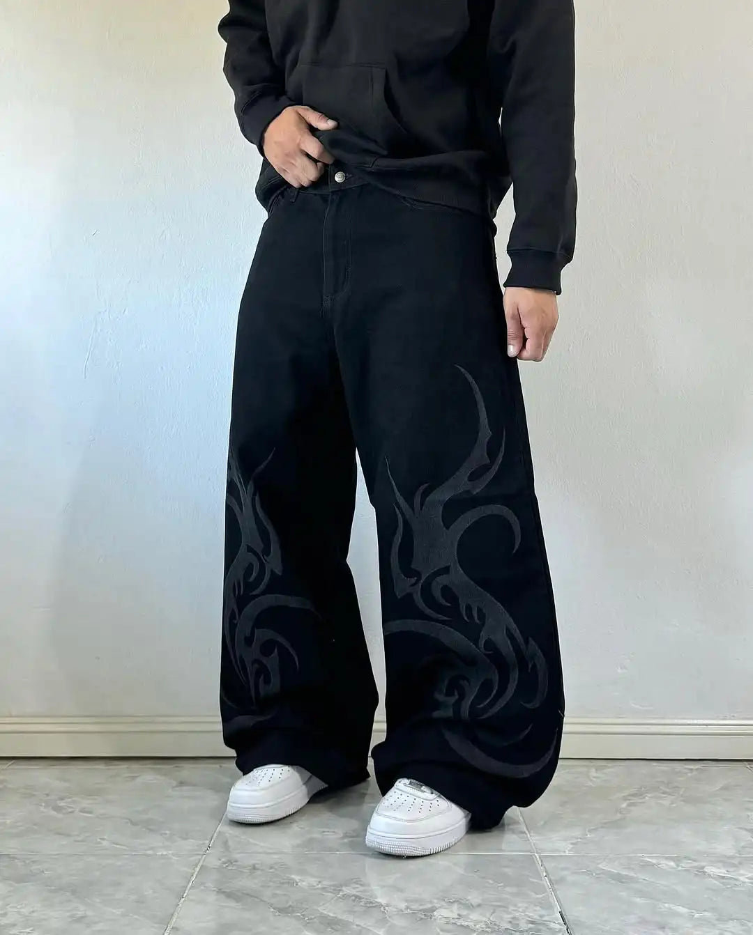 High Street Retro Harajuku Streetwear Trousers American Style Baggy Washed Jeans Men Gothic Punk Trendy Loose Casual Cargo Pants